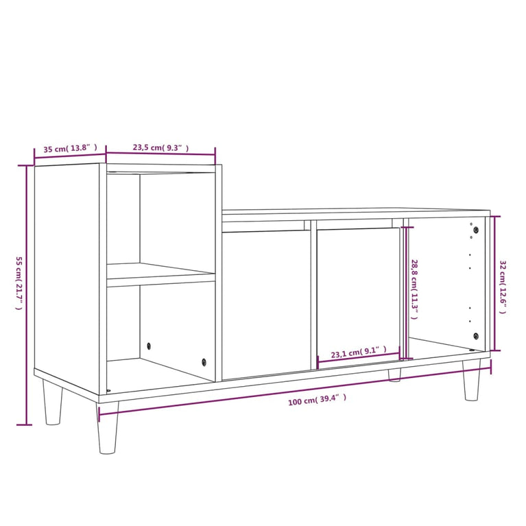 Tv-meubel 100x35x55 cm bewerkt hout bruin eikenkleur MeubelReus