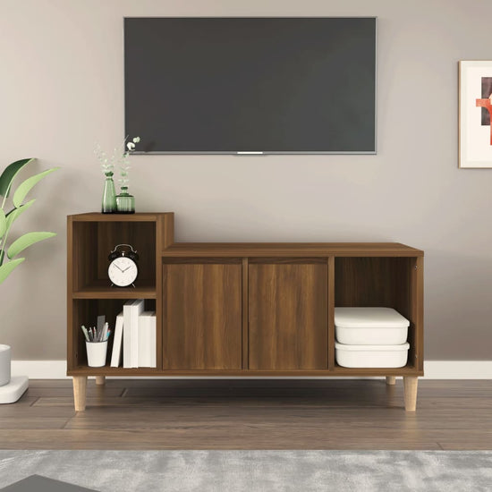 Tv-meubel 100x35x55 cm bewerkt hout bruin eikenkleur MeubelReus
