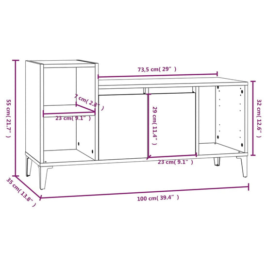 Tv-meubel 100x35x55 cm bewerkt hout wit MeubelReus