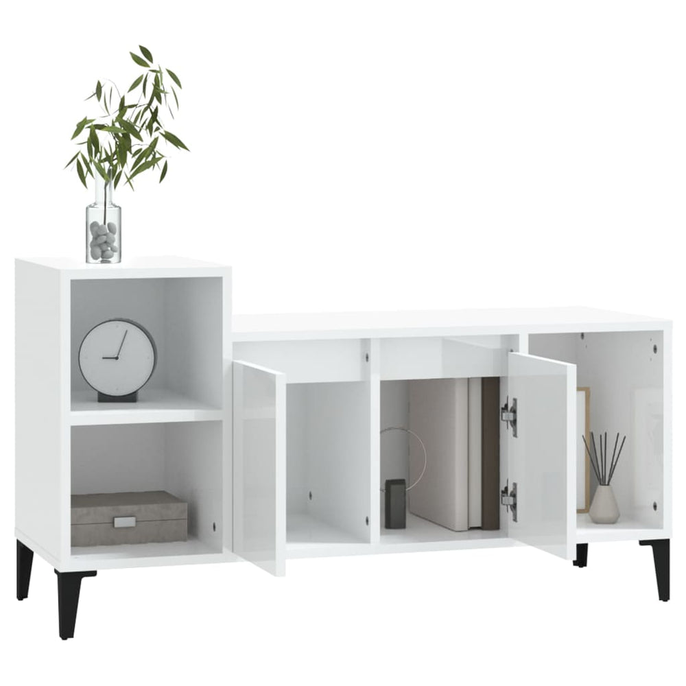 Tv-meubel 100x35x55 cm bewerkt hout hoogglans wit MeubelReus