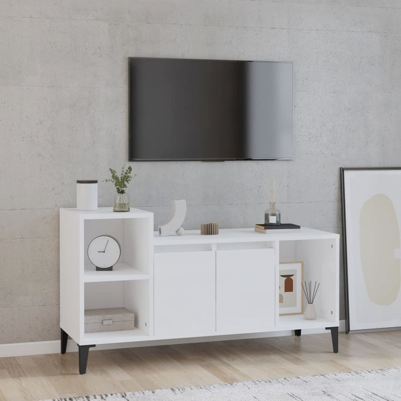 Tv-meubel 100x35x55 cm bewerkt hout hoogglans wit MeubelReus