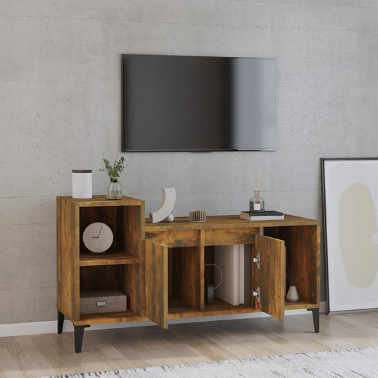 Tv-meubel 100x35x55 cm bewerkt hout gerookt eikenkleurig MeubelReus