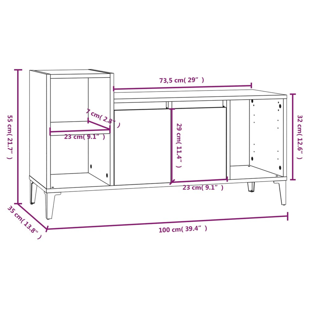 Tv-meubel 100x35x55 cm bewerkt hout gerookt eikenkleurig MeubelReus