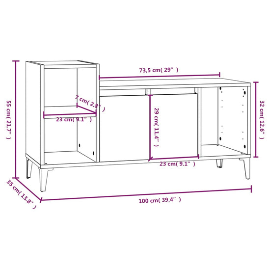 Tv-meubel 100x35x55 cm bewerkt hout gerookt eikenkleurig MeubelReus