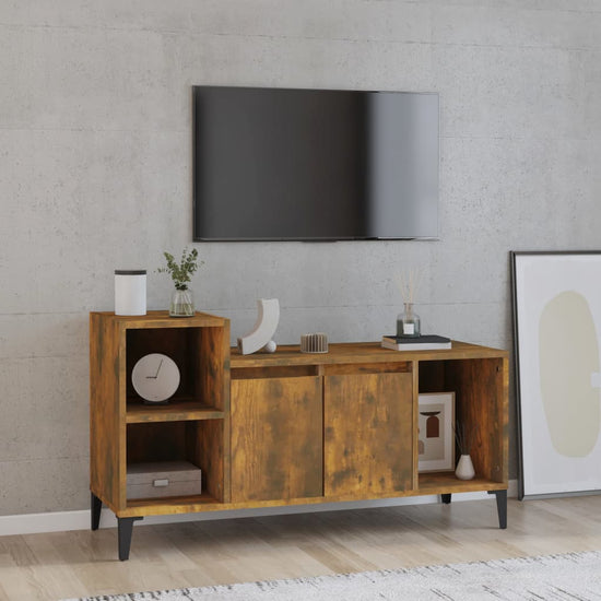 Tv-meubel 100x35x55 cm bewerkt hout gerookt eikenkleurig MeubelReus