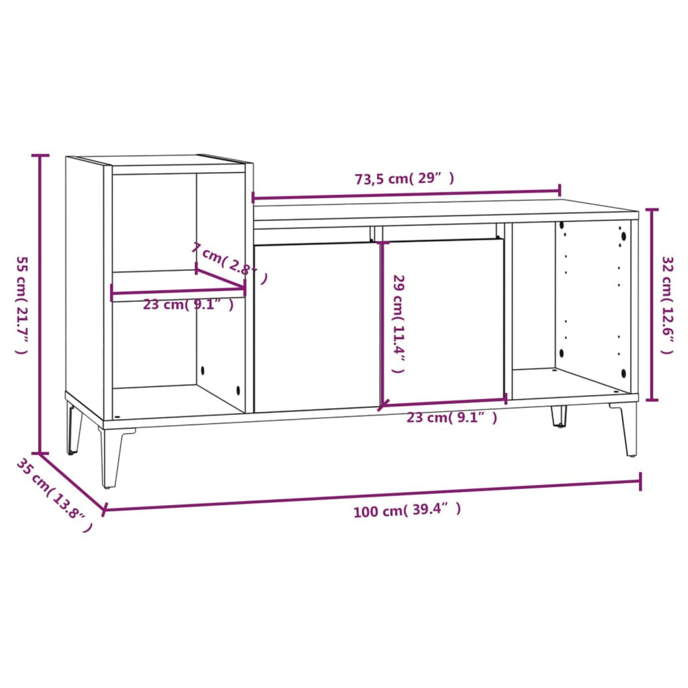 Tv-meubel 100x35x55 cm bewerkt hout grijs sonoma eikenkleurig MeubelReus