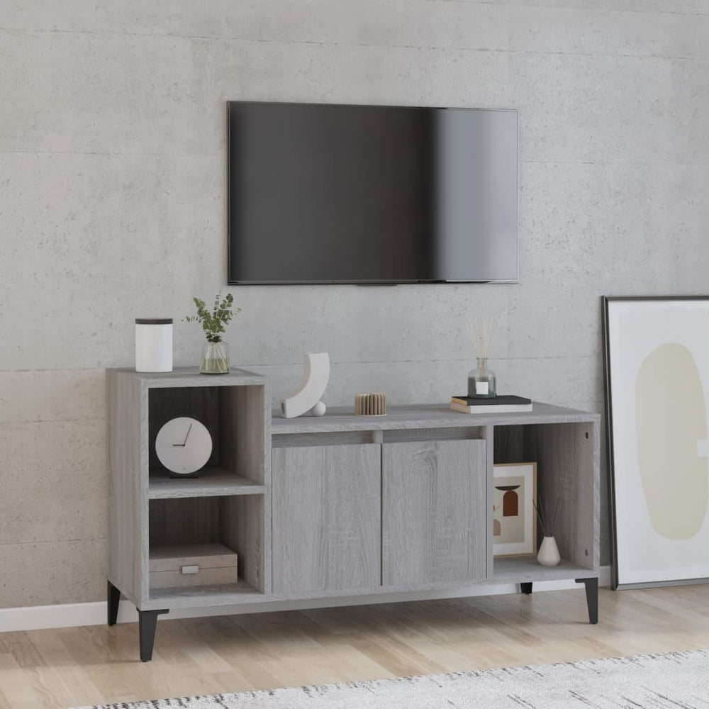 Tv-meubel 100x35x55 cm bewerkt hout grijs sonoma eikenkleurig MeubelReus