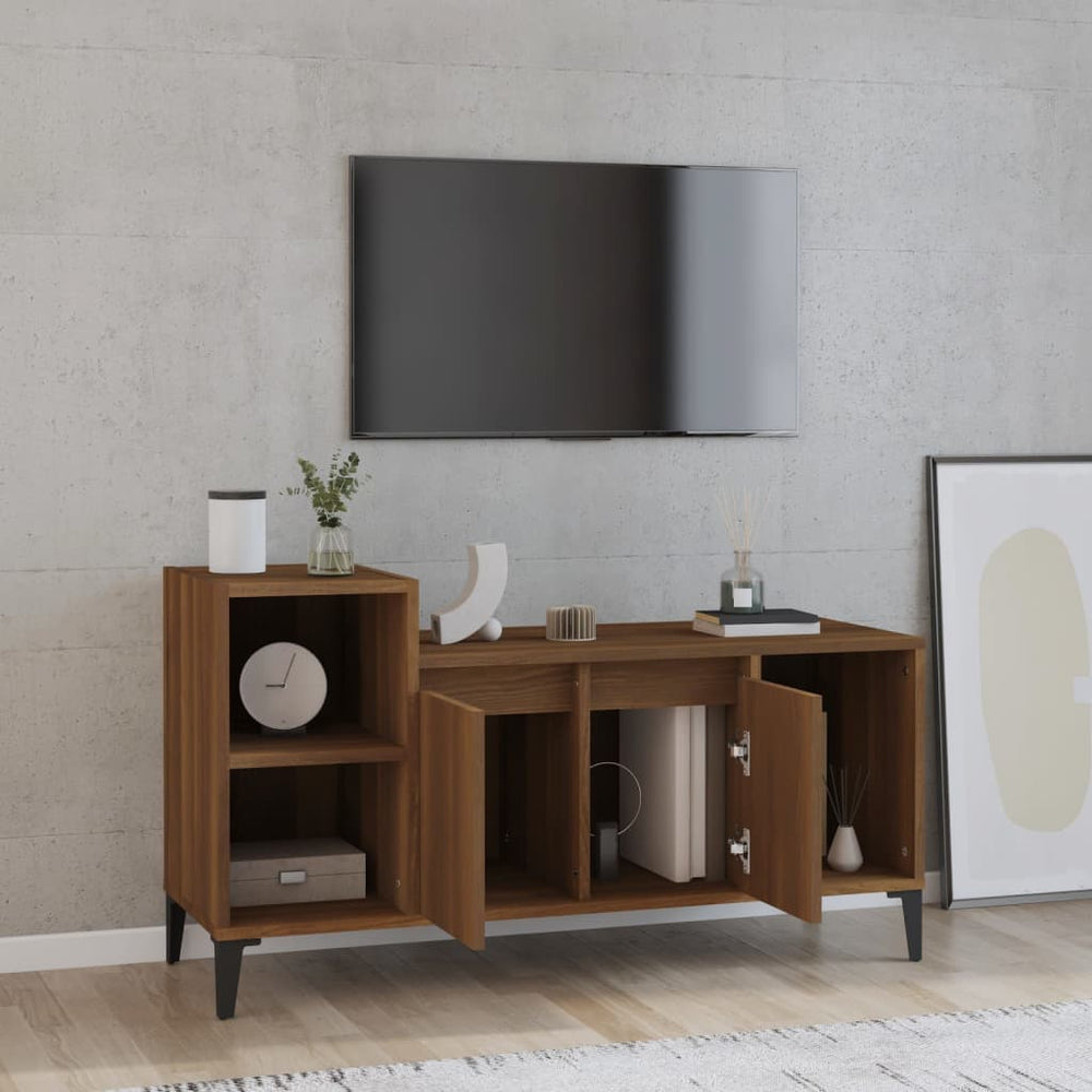 Tv-meubel 100x35x55 cm bewerkt hout bruin eikenkleur MeubelReus