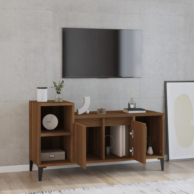 Tv-meubel 100x35x55 cm bewerkt hout bruin eikenkleur MeubelReus