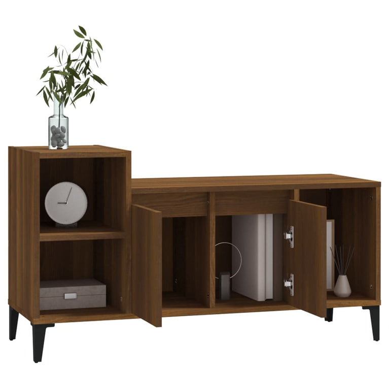 Tv-meubel 100x35x55 cm bewerkt hout bruin eikenkleur MeubelReus