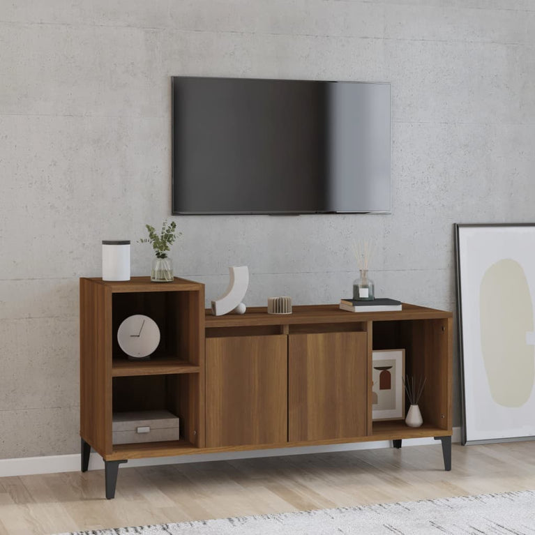 Tv-meubel 100x35x55 cm bewerkt hout bruin eikenkleur MeubelReus