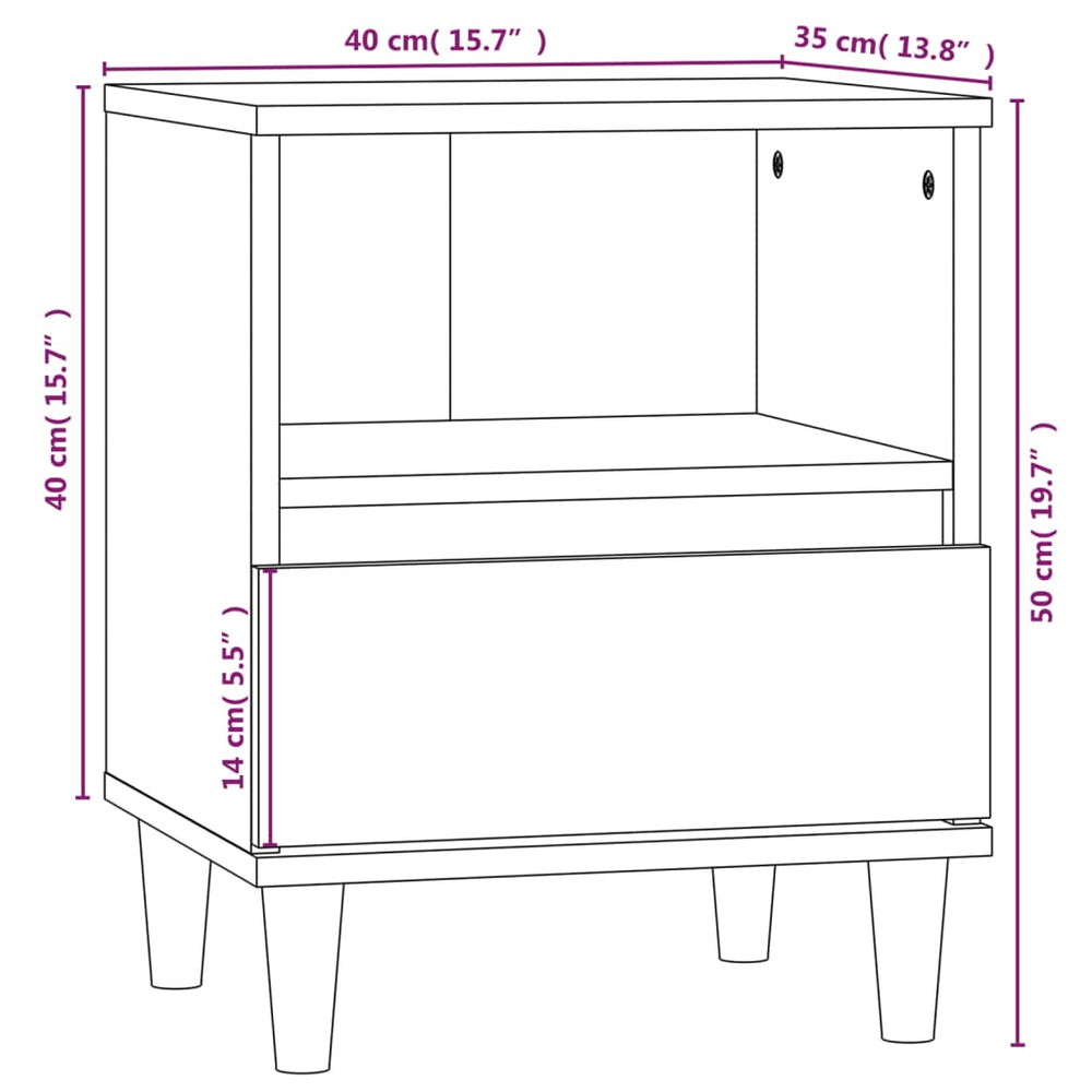 Nachtkastjes 2 st 40x35x50 cm betongrijs MeubelReus
