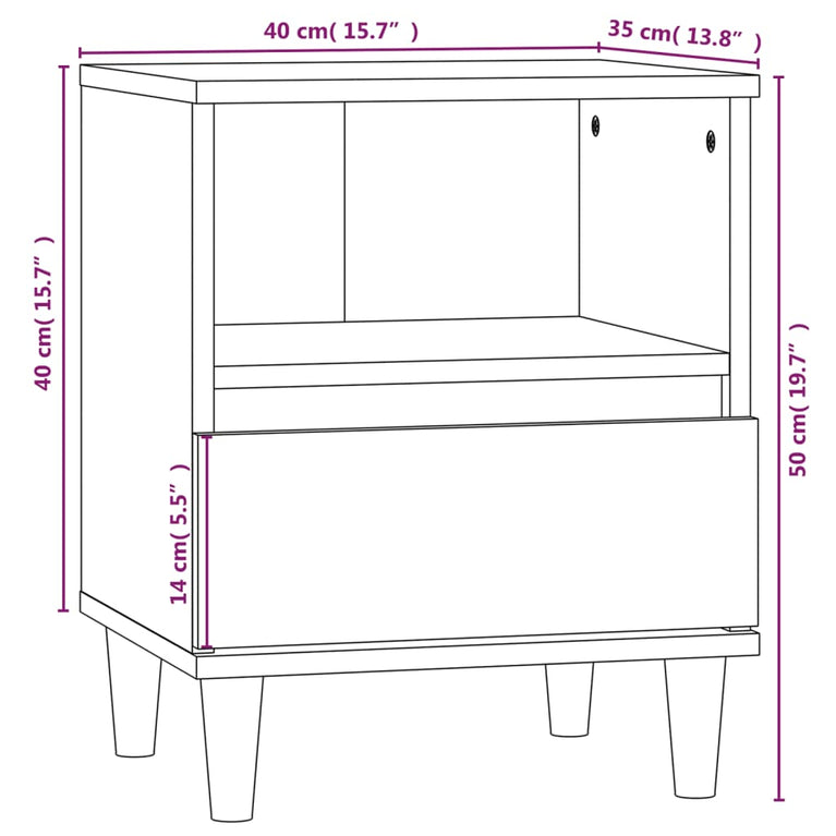 Nachtkastjes 2 st 40x35x50 cm betongrijs MeubelReus