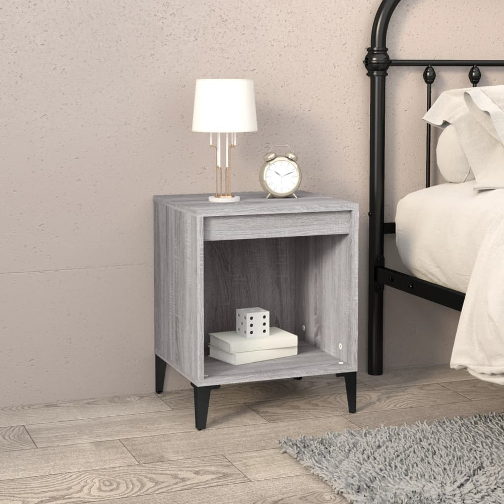 Nachtkastje 40x35x50 cm grijs sonoma eikenkleurig MeubelReus