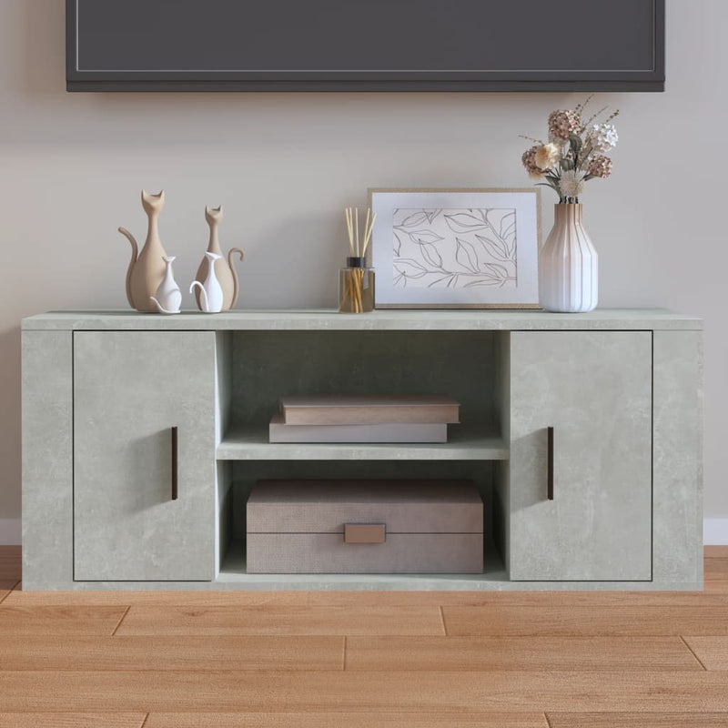 Tv-meubel 100x35x40 cm bewerkt hout betongrijs MeubelReus