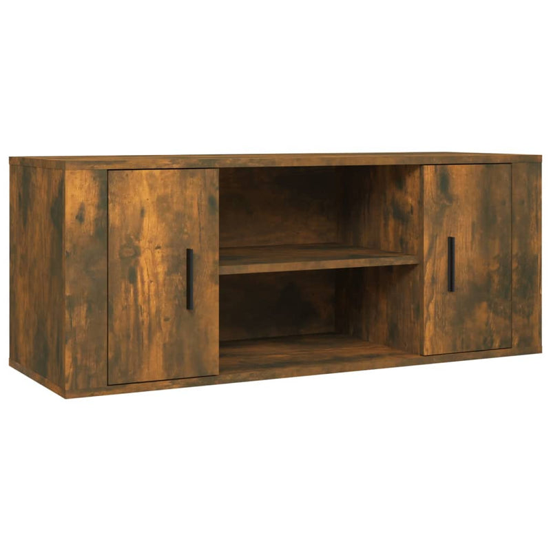 Tv-meubel 100x35x40 cm bewerkt hout gerookt eikenkleurig MeubelReus