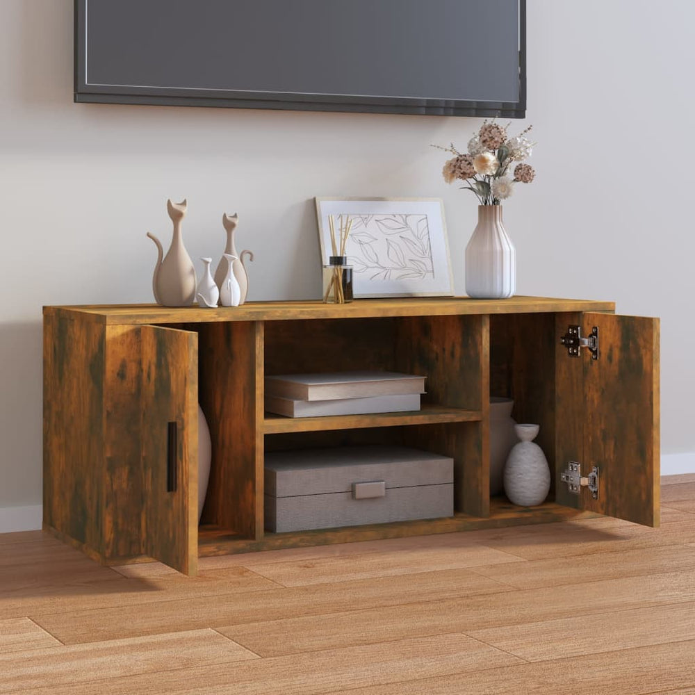 Tv-meubel 100x35x40 cm bewerkt hout gerookt eikenkleurig MeubelReus