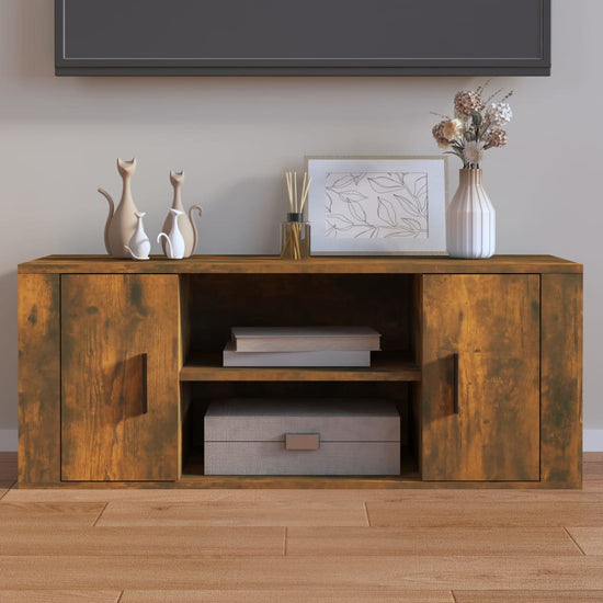 Tv-meubel 100x35x40 cm bewerkt hout gerookt eikenkleurig MeubelReus