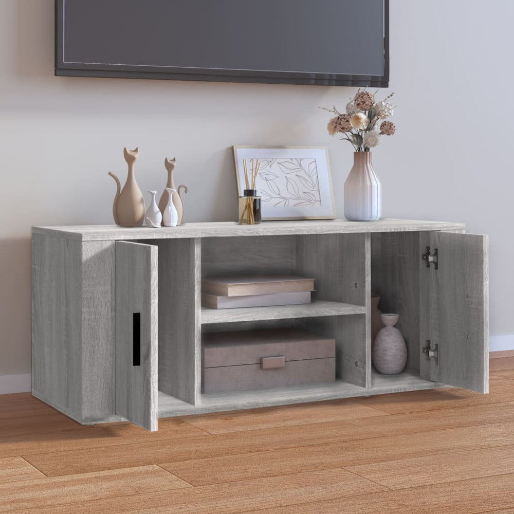 Tv-meubel 100x35x40 cm bewerkt hout grijs sonoma eikenkleurig MeubelReus