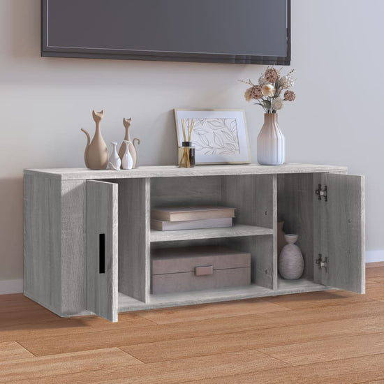 Tv-meubel 100x35x40 cm bewerkt hout grijs sonoma eikenkleurig MeubelReus