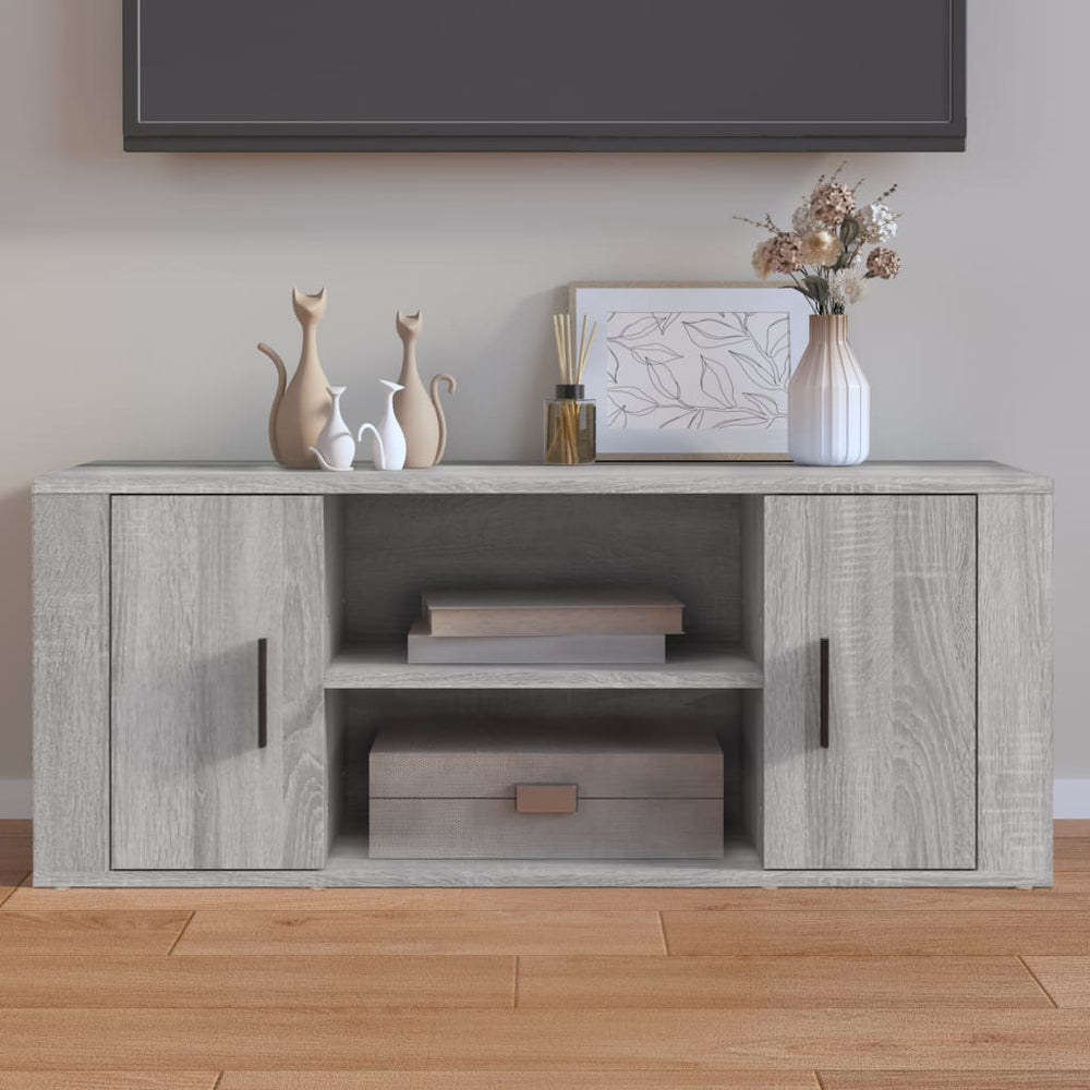 Tv-meubel 100x35x40 cm bewerkt hout grijs sonoma eikenkleurig MeubelReus