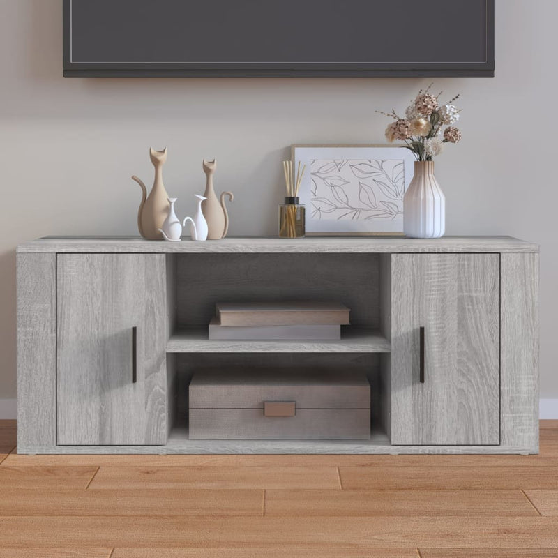 Tv-meubel 100x35x40 cm bewerkt hout grijs sonoma eikenkleurig MeubelReus