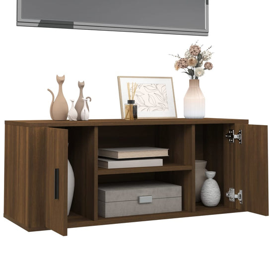 Tv-meubel 100x35x40 cm bewerkt hout bruin eikenkleur MeubelReus