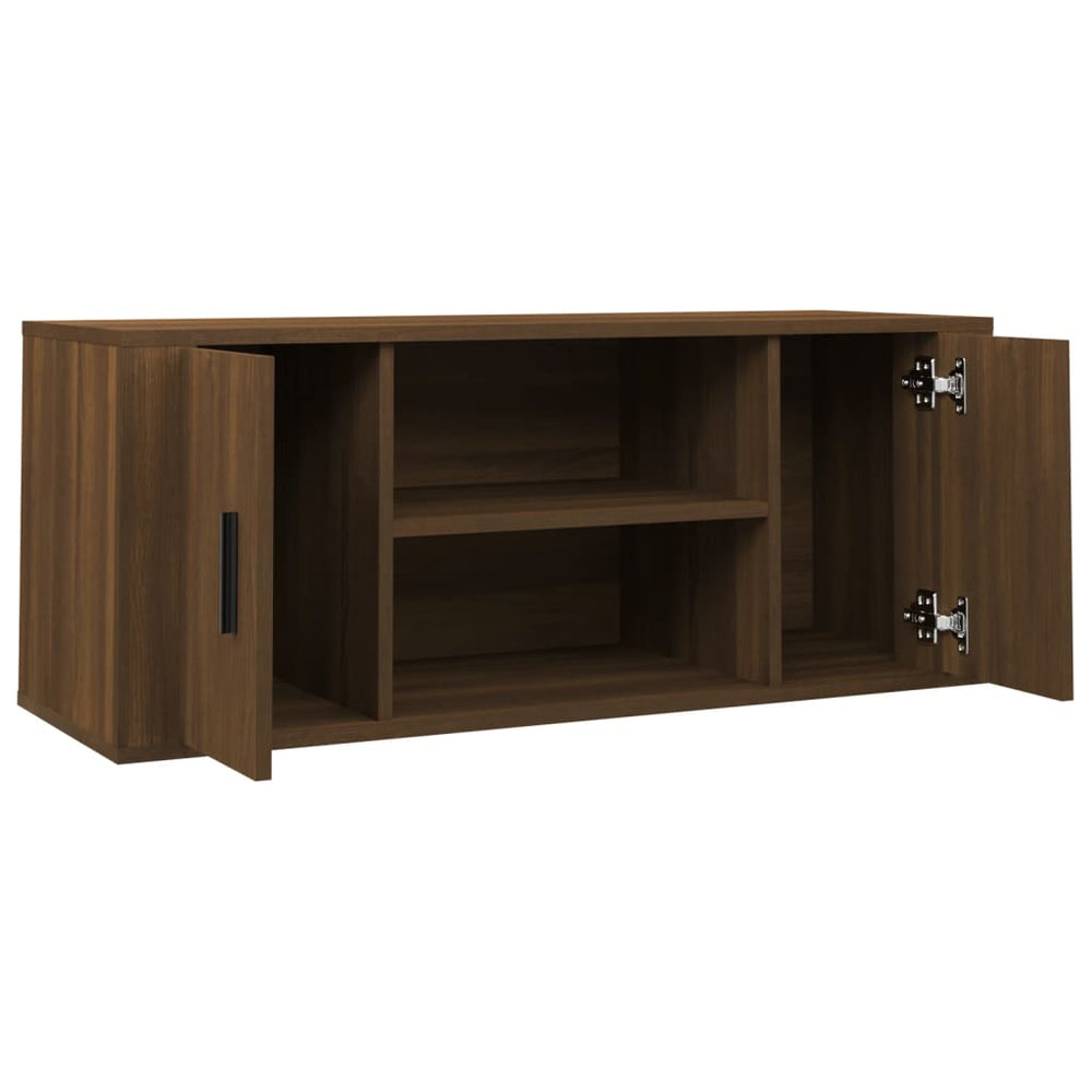 Tv-meubel 100x35x40 cm bewerkt hout bruin eikenkleur MeubelReus