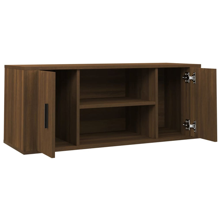 Tv-meubel 100x35x40 cm bewerkt hout bruin eikenkleur MeubelReus
