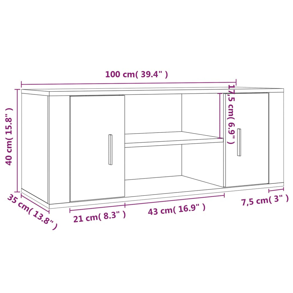 Tv-meubel 100x35x40 cm bewerkt hout bruin eikenkleur MeubelReus