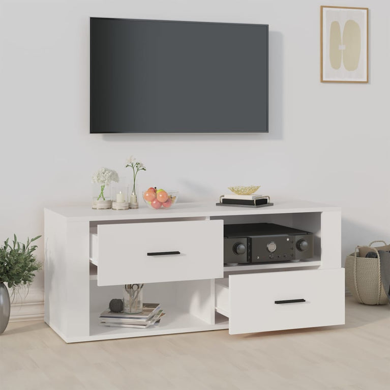 Tv-meubel 100x35x40 cm bewerkt hout wit MeubelReus