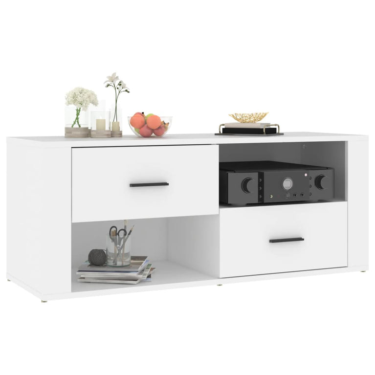 Tv-meubel 100x35x40 cm bewerkt hout wit MeubelReus