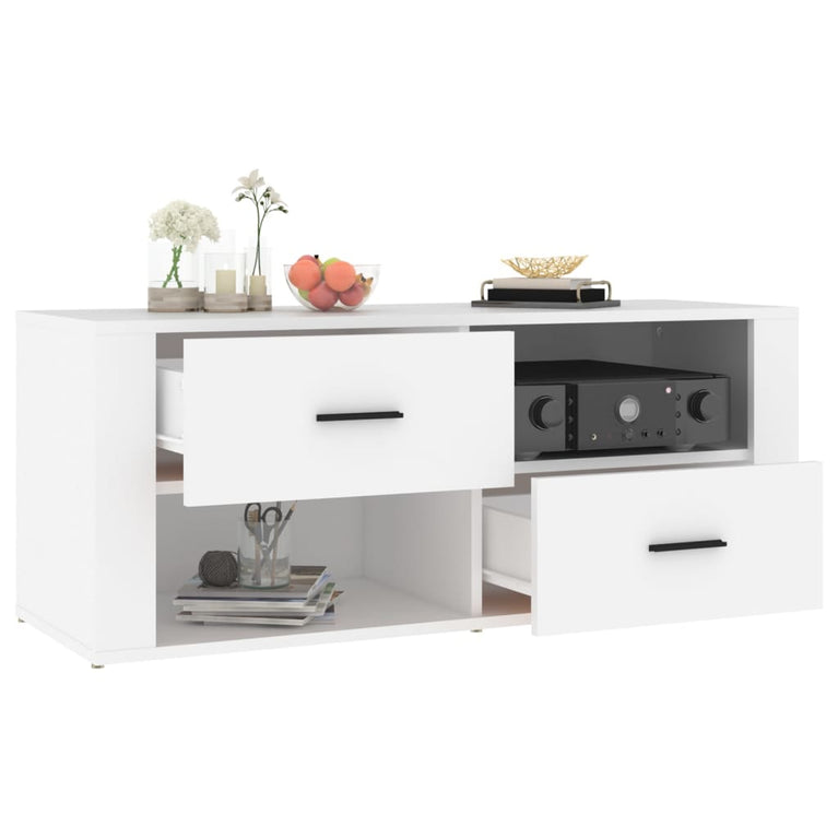 Tv-meubel 100x35x40 cm bewerkt hout wit MeubelReus