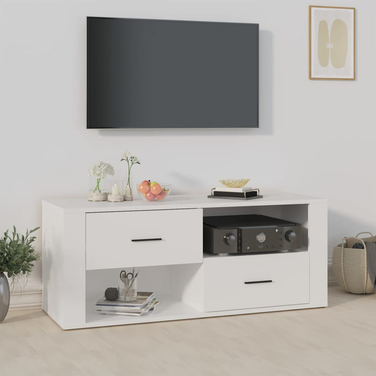 Tv-meubel 100x35x40 cm bewerkt hout wit MeubelReus