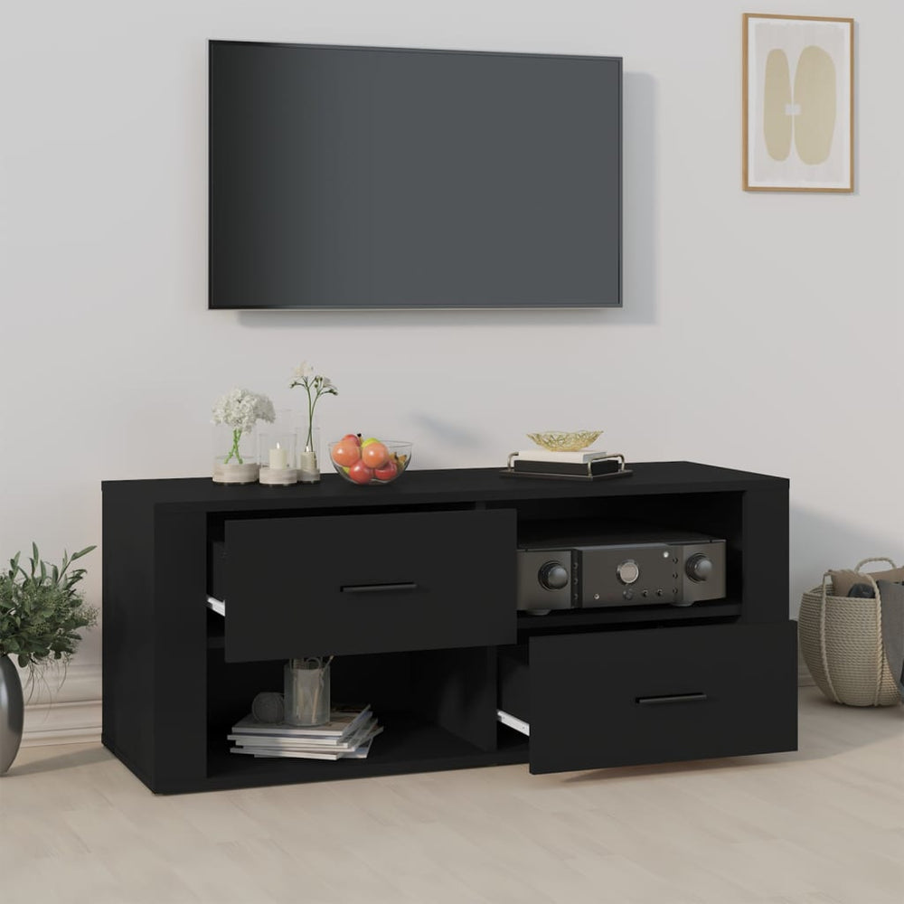 Tv-meubel 100x35x40 cm bewerkt hout zwart MeubelReus