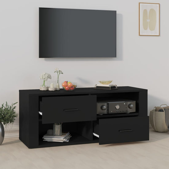 Tv-meubel 100x35x40 cm bewerkt hout zwart MeubelReus