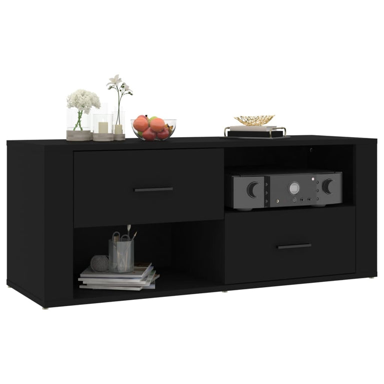 Tv-meubel 100x35x40 cm bewerkt hout zwart MeubelReus