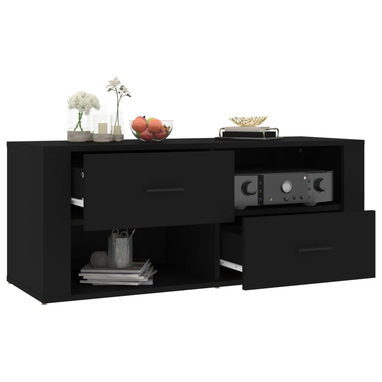 Tv-meubel 100x35x40 cm bewerkt hout zwart MeubelReus