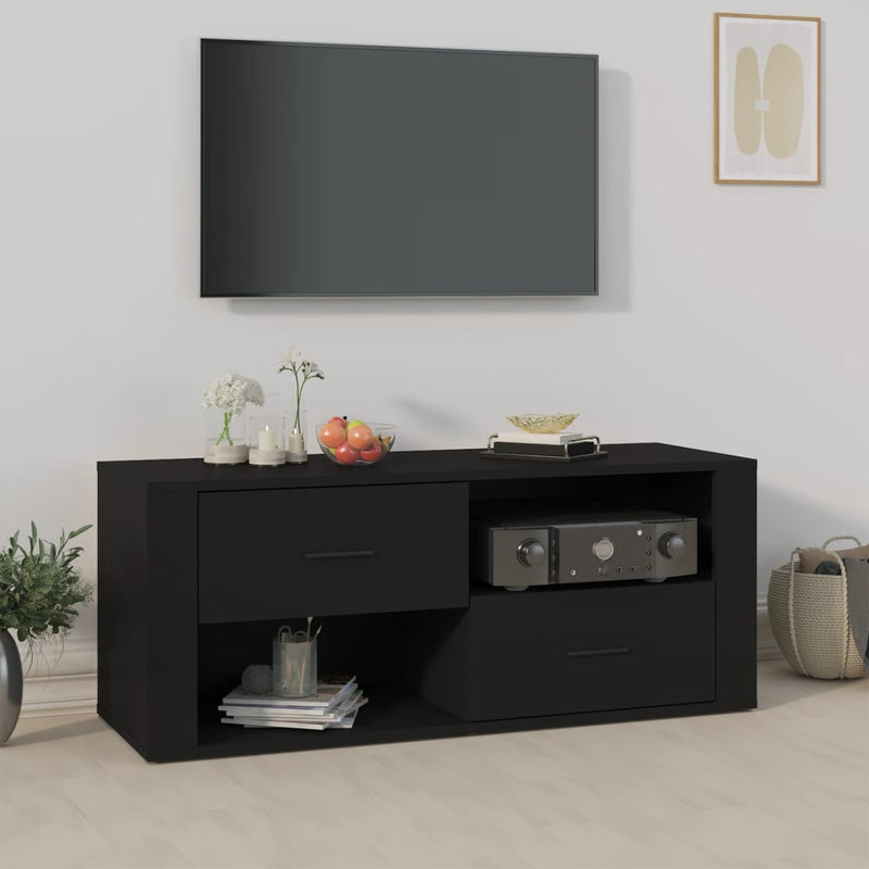 Tv-meubel 100x35x40 cm bewerkt hout zwart MeubelReus