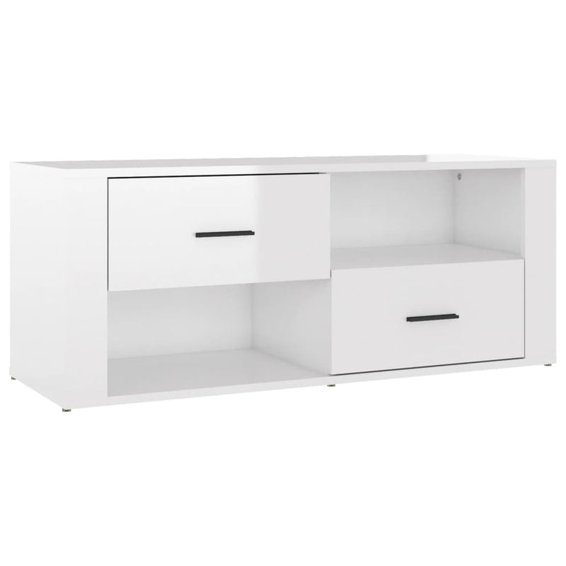 Tv-meubel 100x35x40 cm bewerkt hout hoogglans wit MeubelReus