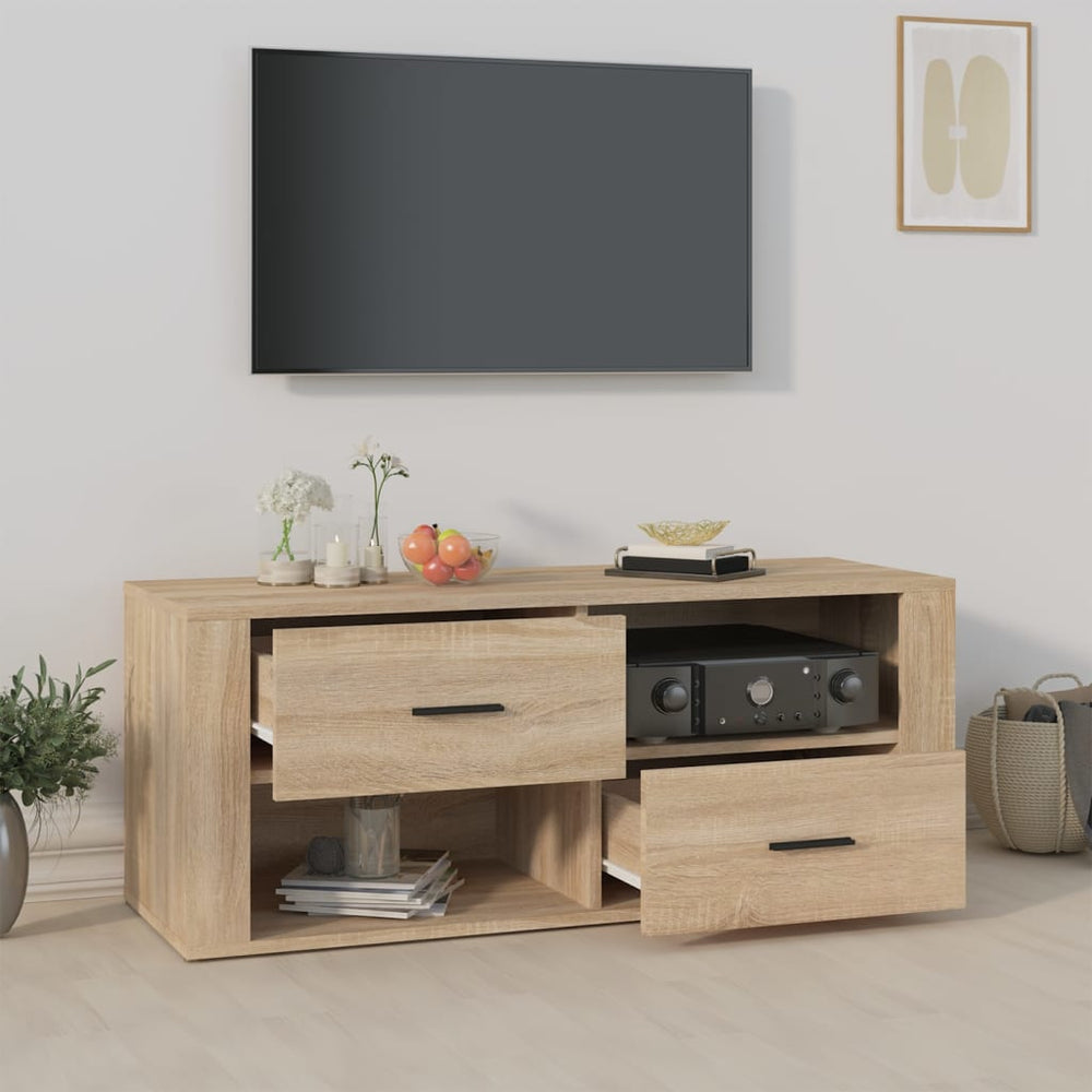 Tv-meubel 100x35x40 cm bewerkt hout sonoma eikenkleurig MeubelReus
