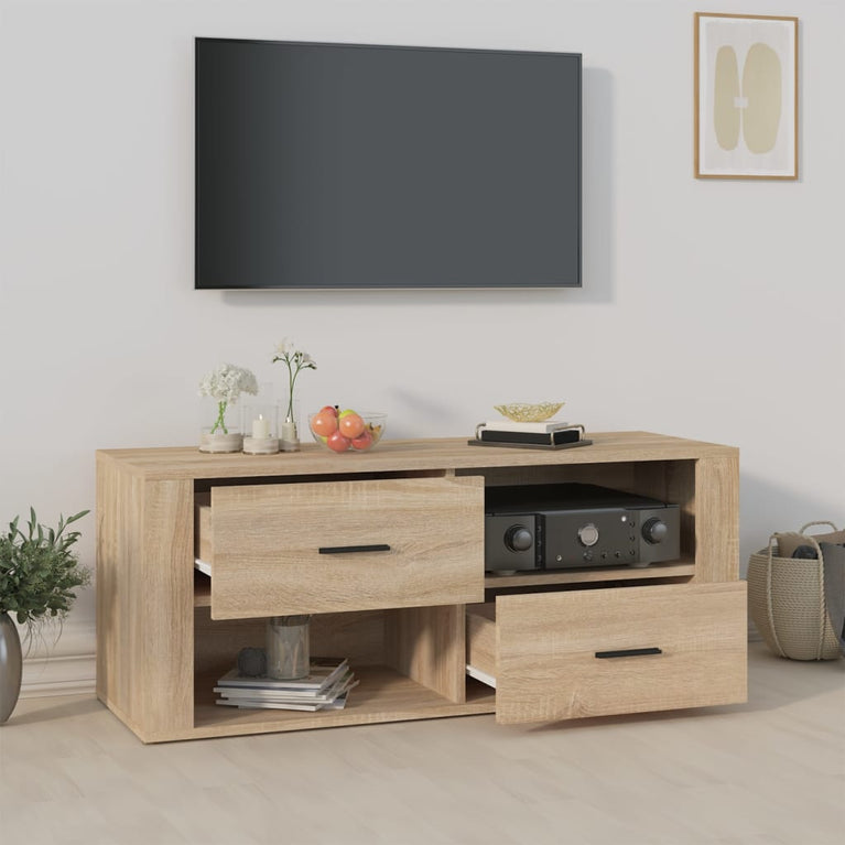 Tv-meubel 100x35x40 cm bewerkt hout sonoma eikenkleurig MeubelReus