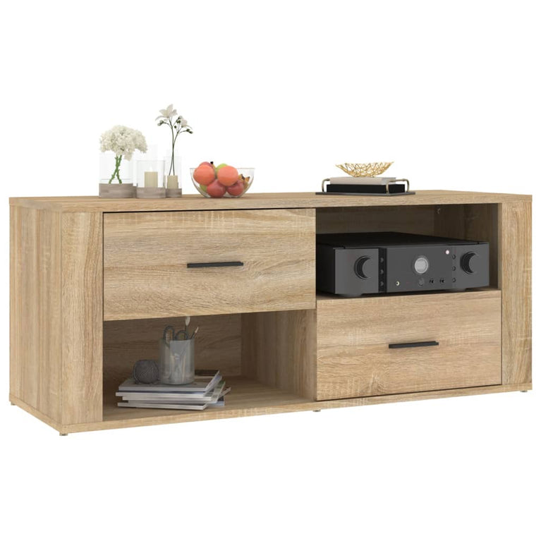 Tv-meubel 100x35x40 cm bewerkt hout sonoma eikenkleurig MeubelReus