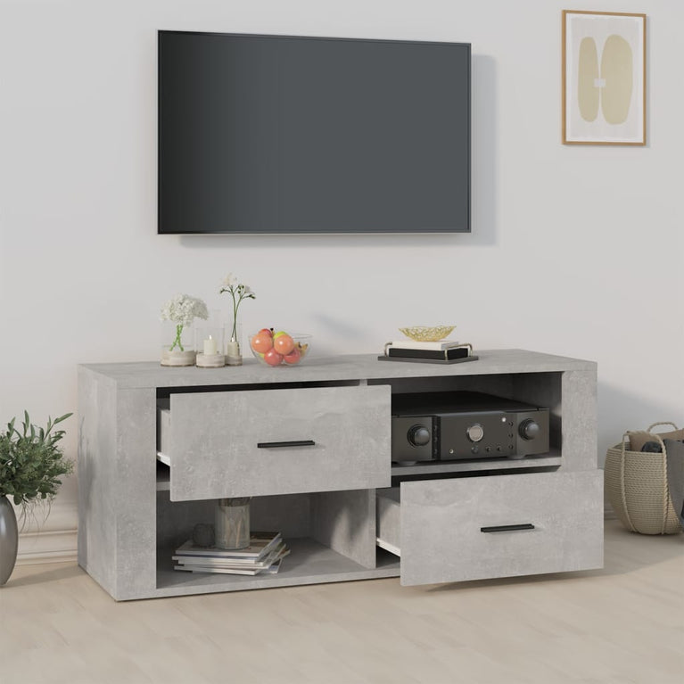 Tv-meubel 100x35x40 cm bewerkt hout betongrijs MeubelReus