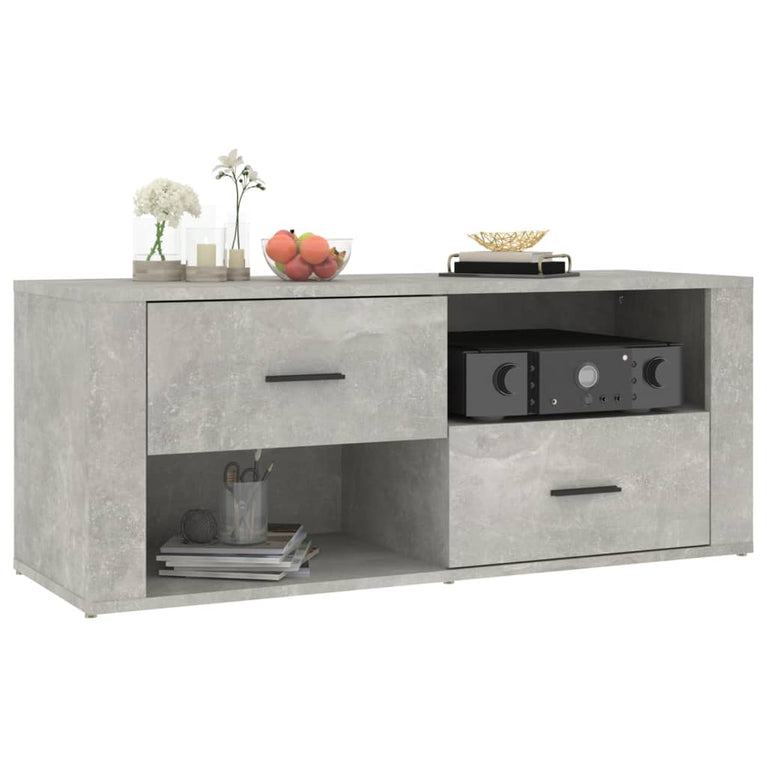 Tv-meubel 100x35x40 cm bewerkt hout betongrijs MeubelReus
