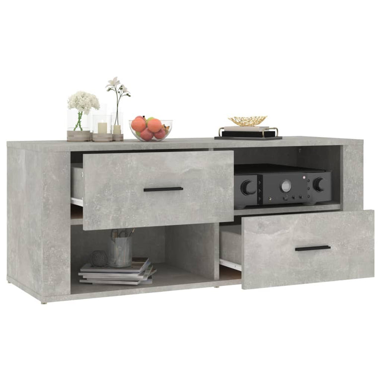 Tv-meubel 100x35x40 cm bewerkt hout betongrijs MeubelReus