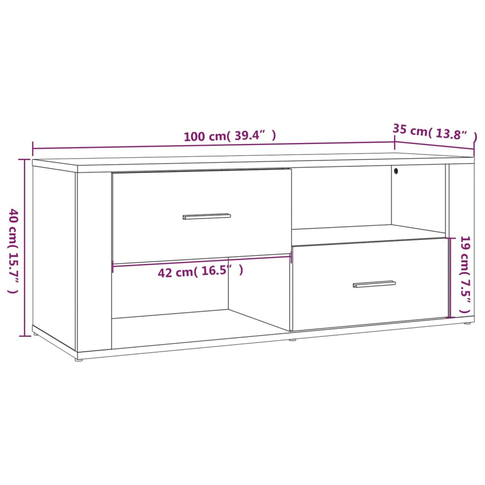 Tv-meubel 100x35x40 cm bewerkt hout betongrijs MeubelReus