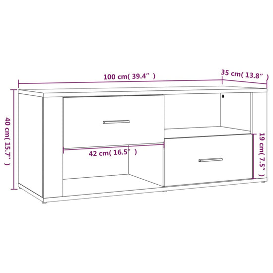 Tv-meubel 100x35x40 cm bewerkt hout betongrijs MeubelReus