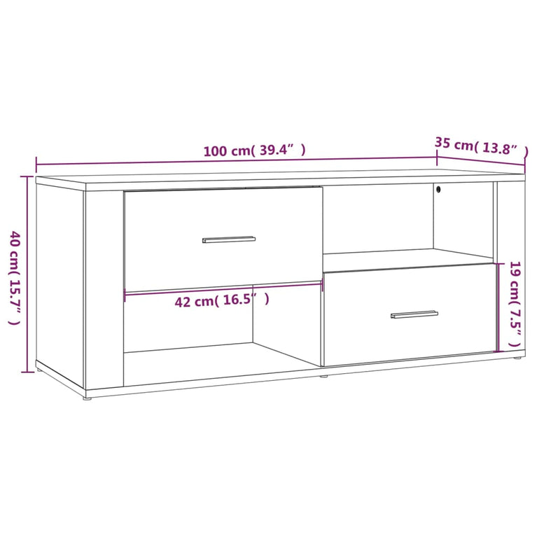 Tv-meubel 100x35x40 cm bewerkt hout betongrijs MeubelReus