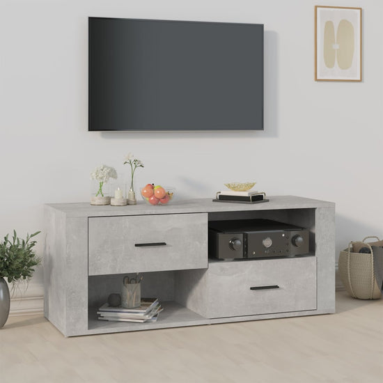 Tv-meubel 100x35x40 cm bewerkt hout betongrijs MeubelReus